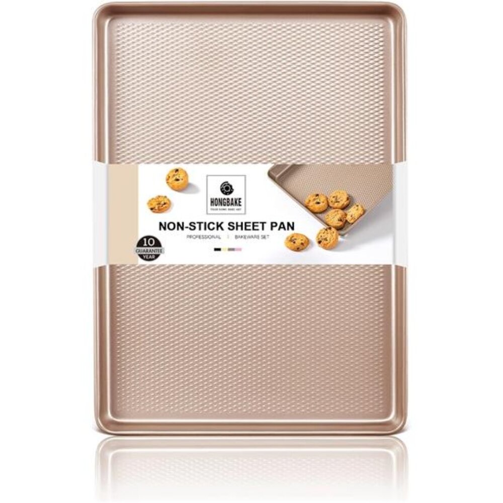 Jelly Roll Pan 15x10 - HONGBAKE Commercial Cookie Sheets for Baking with Sheet